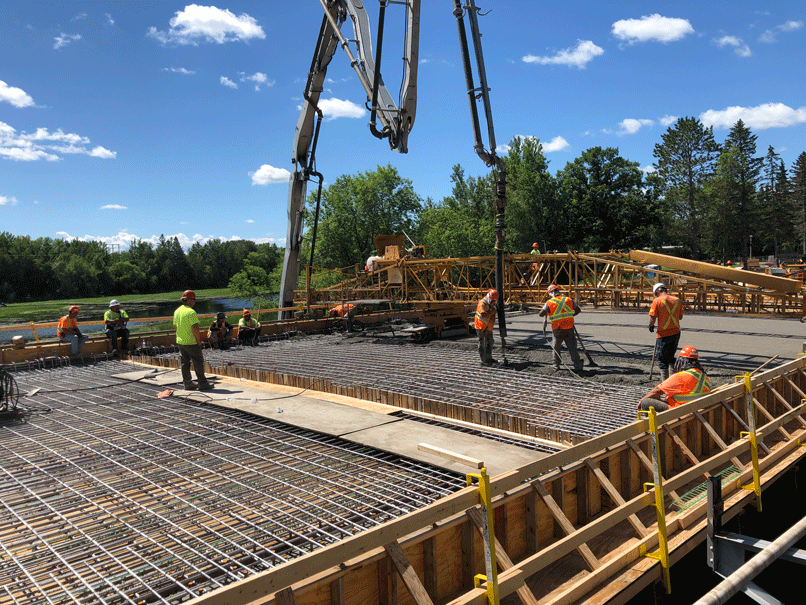 Bridge deck concrete pouring